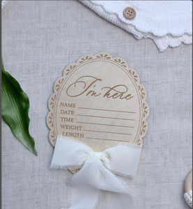 Targa Statistiche Nascita Neonato 'I'm Here', Placca Personalizzata per Annuncio Nascita, Oggetto Fotografico Ospedaliero - Product Image 4