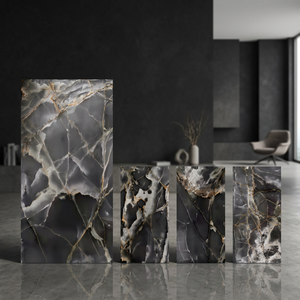 Liguria Black 800x1600mm High Gloss Porcelain Floor And Wall <b>Tiles</b> Black Marble Design 80x160cm - Product Image 1