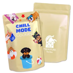 Low MOQ Moisture Proof Glossy Finish Plastic Aluminium Pouch Biscuit Cookie Packaging Bags For Pet Cat Dog Food