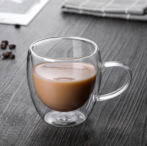 Tazza in ceramica <span class=keywords><strong>a</strong></span> <span class=keywords><strong>doppia</strong></span> <span class=keywords><strong>parete</strong></span> isolante in borosilicato trasparente con manico <span class=keywords><strong>Espresso</strong></span> riutilizzabile e tazza da caffè ghiacciata - Product Image 5