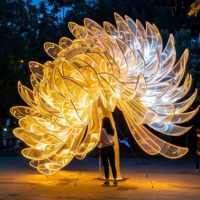 Lampu LED Patung Bunga Krisan Besar dengan Rangka Kawat untuk Taman Botani Luar Ruangan, Lentera Festival