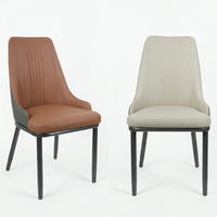 Chaises de salle à manger à coutures parallèles, base conique audacieuse et dossier à coutures pour restaurant, table familiale et café