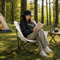 Nouvelle chaise lune portable en tissu Oxford épais avec cadre en acier au carbone, pliable, pour camping, pique-nique, pêche, avec sac de transport assorti