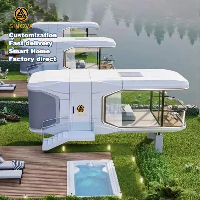 Prefab House Space capsule hotel luxury Space Capsule House with Kitchen 2 bedroom tiny Prefab Container Home for Urban living