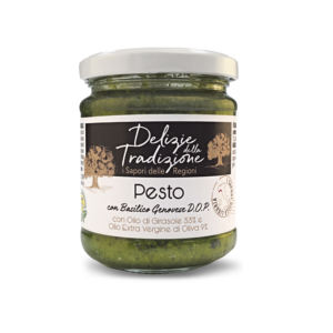 Delizie Della Tradizione Pesto Genovés Tradicional D.O.P. Salsa para Ensalada en Frasco Mason de 180g, 6 Unidades, Delicias Italianas Clásicas - Product Image 1