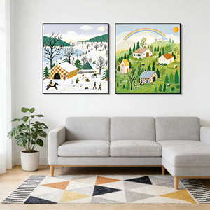 Pinturas de Paisajes Rurales al por Mayor, Cuadros Decorativos de las Cuatro Estaciones para Habitación Infantil - Product Image 5