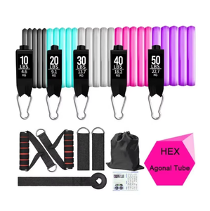 PINJIAN logotipo personalizado ejercicio <span class=keywords><strong>Pilates</strong></span> <span class=keywords><strong>banda</strong></span> elástica ajustable Set Home Fitness TPE Yoga bandas de resistencia Set - Product Image 4