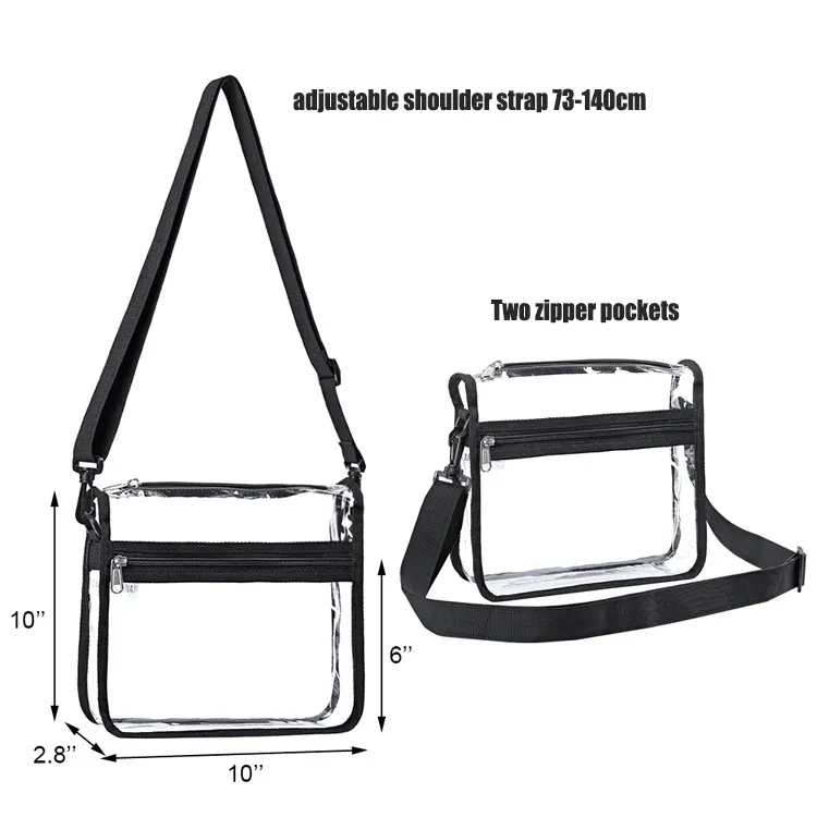 Best Seller New Trendy Clear Bags Transparent Crossbody Bags PVC Stadium Approved Clear Plastic Shoulder Bag