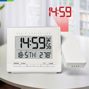 Jam proyektor Digital, proyektor putar Digital pintar dapat disesuaikan dengan tampilan waktu <span class=keywords><strong>LCD</strong></span> tampilan suhu Snooze <span class=keywords><strong>Alarm</strong></span> untuk penggunaan kantor rumah - Product Image 2