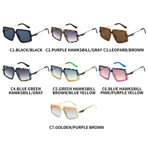 Women's 2026 Lightweight Metal <b>Square</b> Full Rim Transparent Vintage Tortoiseshell Red Fashion <b>Sunglasses</b> UV400 PC Block Design - Product Image 6