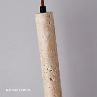 Lampu Gantung Silinder Batu Nordik LED untuk Ruang Makan Restoran Bar Meja Wabi Sabi Travertine Lampu Tidur