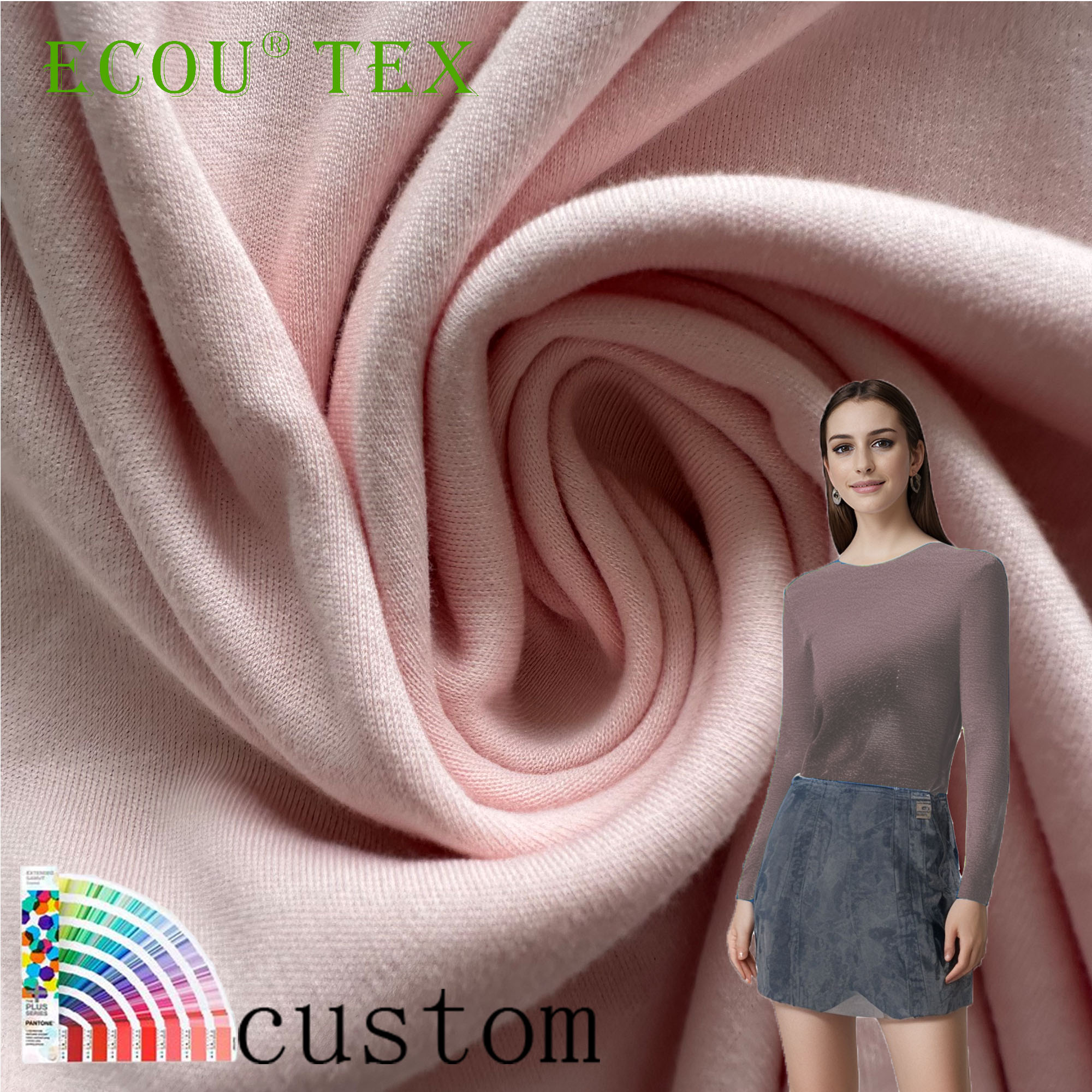 Hot Selling Organic Cotton Interlock with Rose Viscose