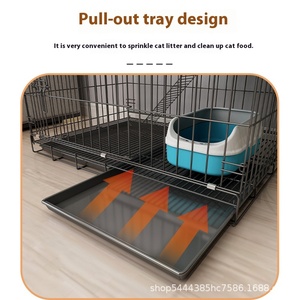 Сверхбольшая Удобная комнатная клетка для кошек Складная с свободным пространством, два-три слоя, сплошная металлическая кнопка для унитаза для собак - Product Image 4