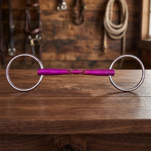 Bridon Baucher à double articulation en titane rose Tough Tack TT-PTB-001 avec emballage personnalisé - Product Image 2