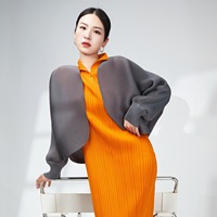 Cardigan plissé pour femme, manches chauve-souris, devant ouvert, court, élégant, léger, veste d'automne, tenue 2026