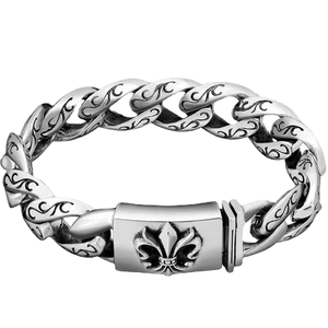 Bracciale con ciondolo a croce e dado in stile punk vintage, placcato spesso, per <span class=keywords><strong>uomo</strong></span> e donna, design classico - Product Image 1
