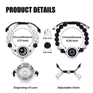 Pulsera de Cuentas de Ágata Natural Sol y Luna de la Marca <span class=keywords><strong>Totwoo</strong></span> al por Mayor para Parejas con Toque Táctil Regalos de Joyería Personalizada para Aniversario - Product Image 3