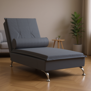 เก้าอี้นวดสีเทาเข้มหุ้มหนังไมโครไฟเบอร์ ขาแบบเซเบอร์ สไตล์ร่วมสมัย เฟอร์นิเจอร์ห้องนั่งเล่น - Product Image 2