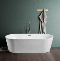 Baignoire autoportante en pierre artificielle blanche, surface acrylique, ovale, pour hôtel, villa