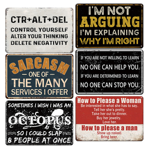 Juego de Letreros Metálicos de Humor Rústico con Reglas de Conducta para Vecinos, Herramientas Musicales y Advertencias de Sarcasmo para Decoración de Pared en Cueva del Hombre, Garaje o Bar - Product Image 3