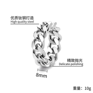 BM Fashion Jewelry Neo-Gothic Stainless Steel Cluster <b>Rings</b> Channel <b>Set</b> Crystal Rhinestone Chunky Chain for Women <b>Men</b> - Product Image 2
