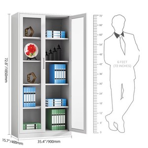 Office Furniture Glass-Frame Cabinet / Steel Cabinet Glass Door Metal Filing Storage Cabinet - Product Image 1