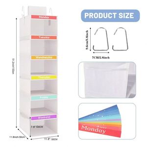 New Amz Hot Multi-Layer <b>Wardrobe</b> Hanging Storage Non-Woven Transparent Window PVC Door Foldable Functional Locker Hook Clothes - Product Image 3