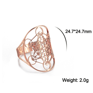 Anillo de Acero Inoxidable con Sello de Ángel Arcángel Metatrón, Los Secretos del Jardín de los Cabalistas, Anillos Geométricos de Salomón para Mujer - Product Image 6