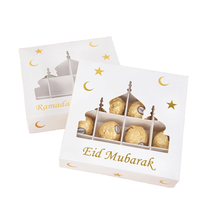 Boîte Cadeau Ramadan Aïd Moubarak Dattes Chocolats Bonbons Emballage Blanc avec Fenêtre Fête Islamique Musulmane Vente en Gros Logo Personnalisé