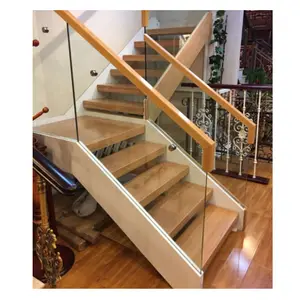אוסטרלי/קנדי סטנדרטי מדרגות מודרני פנים מדרגות עם עץ זכוכית מקורה מדרגות