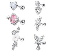 Boucles d'oreilles Toposh en acier inoxydable avec zircon transparent pour Daith, Helix, cartilage – Bijoux de piercing pour l'oreille