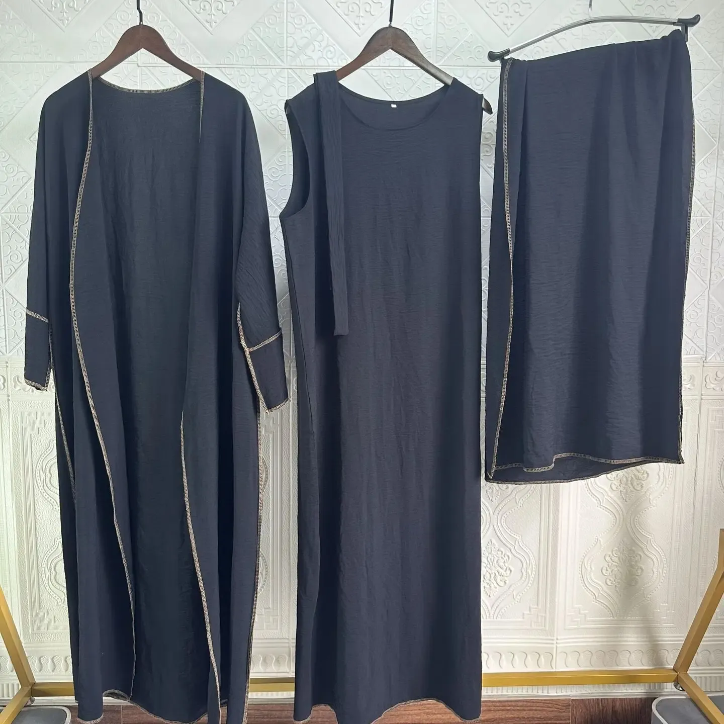 abaya designs islamic luxury women's clothing dubai embroidery abaya 2 piece set modest khimar kaftan abaya muslim dresses