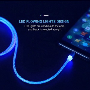 Venta caliente 1 metro 2 metros 3 en 1 LED <span class=keywords><strong>USB</strong></span> flujo luz luminosa teléfono móvil tipo <span class=keywords><strong>C</strong></span> <span class=keywords><strong>Micro</strong></span> Cable de carga magnético para iPhone Android - Product Image 5
