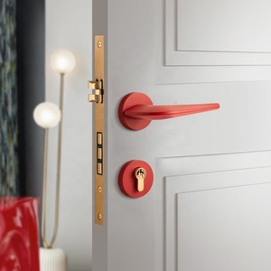 木製ドアセットカラフル青赤真鍮ロックドアハンドル - Product Image 3