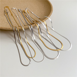 Collana a spina di pesce piatta in argento sterling 925 placcato rodio, alla moda, per donna, per matrimoni, feste e fidanzamenti - Product Image 2