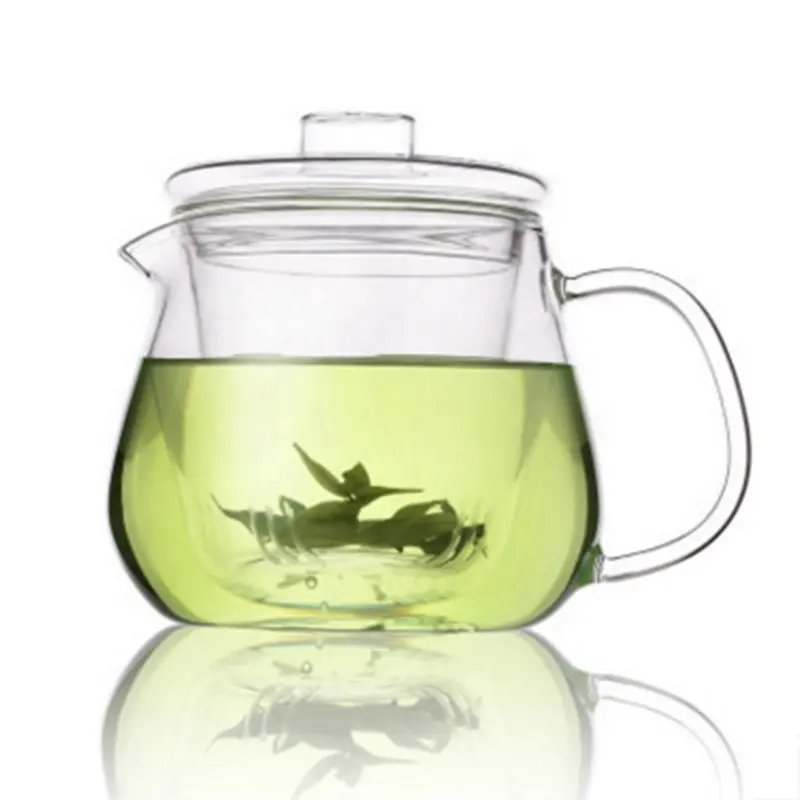Hand Blown Heat Resistant Clear Thickened Loose Leaf flower Glass Tea Pot With Infuser Borosilicate Glass Teapot
