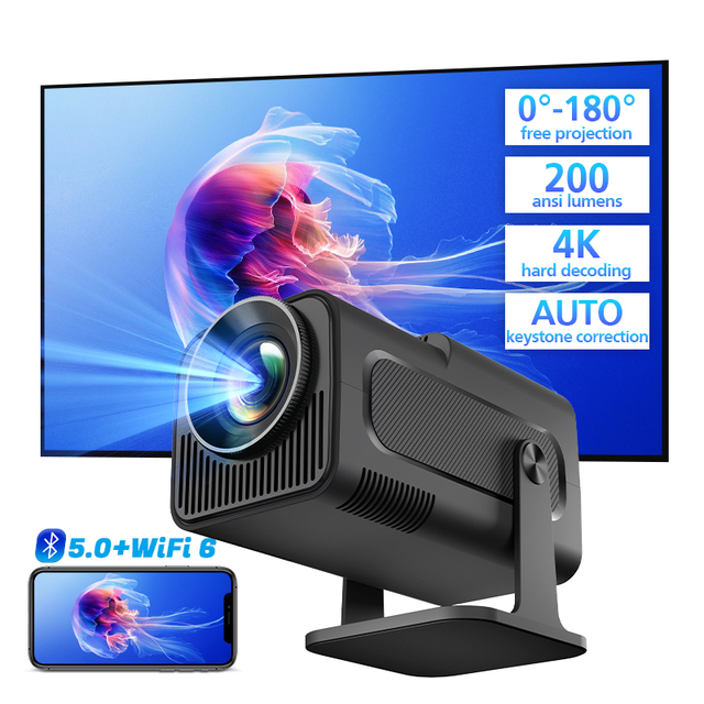 Hotack HY320MiNi Portable Smart Android WiFi Projector Mini HD 1080P Home Theater Movie Proyector for Outdoor Use