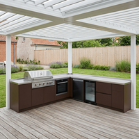 Cuisine extérieure personnalisée Hyrley, îlot barbecue, cuisine extérieure en acier inoxydable résistant à l'humidité, ensemble pour jardin et terrasse avec évier