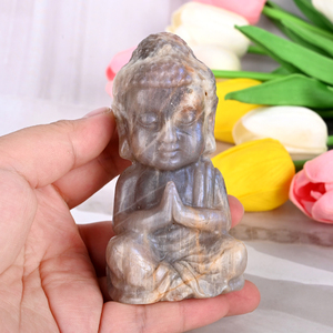 Statue de Bouddha en cristal sculptée à la main, pierre de lune, pour la décoration intérieure – Offre spéciale - Product Image 3