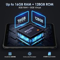 Tablette robuste 8 pouces (16 Go + 128 Go) avec caméra arrière 48 MP + caméra frontale 32 MP, batterie 7650 mAh, charge rapide 18 W, processeur octa-core, Android 13
