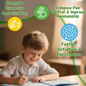 5 paquetes en 1 gran cuaderno mágico reutilizable con ranuras para práctica de escritura para niños, con 2 bolígrafos y 10 recambios, <span class=keywords><strong>libro</strong></span> de escritura con tinta que desaparece - Product Image 4