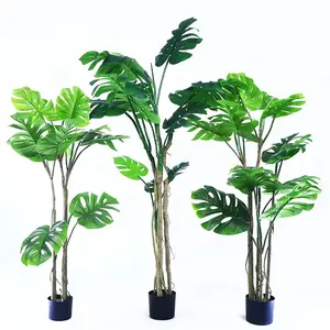 90cm/120cm 완벽한 가짜 식물 인공 열대 야자수 Monstera Deliciosa 식물 인공 나무 홈 정원