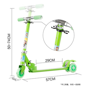 Jumon <b>Three</b>-wheel foldable scooter Height-adjustable kick scooter Flashing wheels kids scooter Iron frame children scooter - Product Image 2