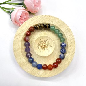 8mm di alta qualità <span class=keywords><strong>Chakra</strong></span> ametista bracciale elastico pietra naturale cristallo rotondo di perline - Product Image 3