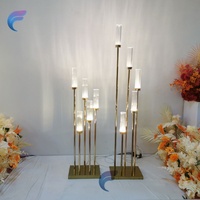 Décoration de mariage, porte-bougie en fer doré et acrylique pour les événements de mariage, marque Naisijie, modèle NSJ027