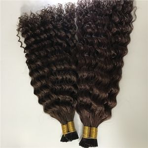 Bundles de cheveux humains alignés sur les cuticules de qualité supérieure Afro brésilien brut Kinky Curly I Tip Extension - Product Image 2