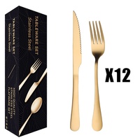 Ensemble de couverts en acier inoxydable poli miroir moderne avec boîte cadeau pour la salle à manger