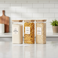 Vente en gros de couvercles en bambou carrés de qualité alimentaire personnalisés avec joint pour le stockage de pots de 51 FL OZ
