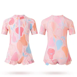 Su misura con cerniera stampata rosa vestiti estivi per bambini costumi da bagno per bambini costumi da bagno per bambini bambini