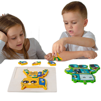 Tableau de Dessin et Tableau Blanc 2-en-1 pour Enfants : Jouet Éducatif en Bois Robot Puzzle pour l'Éveil Précoce et le Contrôle du Stylo